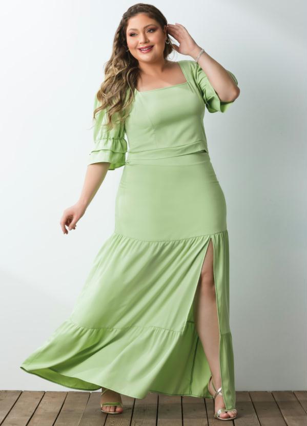 Quintess - Blusa Verde Decote Quadrado com Mangas 3/4 10