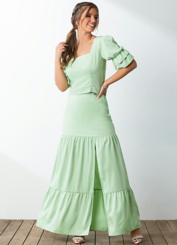 Quintess - Blusa Verde Decote Quadrado com Mangas 3/4 4