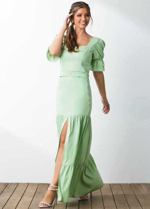 Quintess - Blusa Verde Decote Quadrado com Mangas 3/4 6