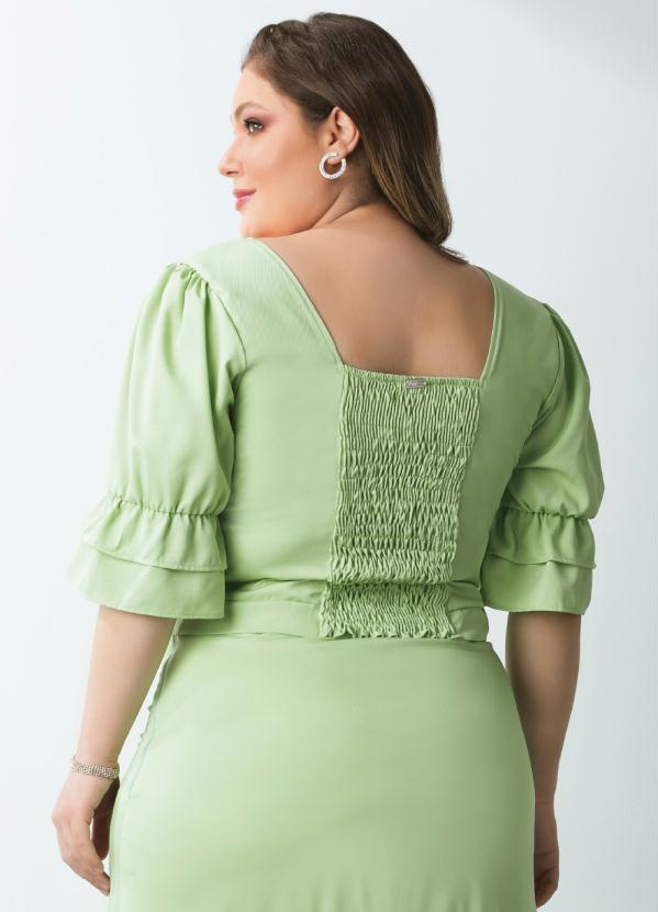 Quintess - Blusa Verde Decote Quadrado com Mangas 3/4 9