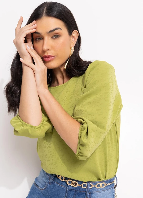 Quintess - Blusa Verde em Tecido Plano Jacquard 12