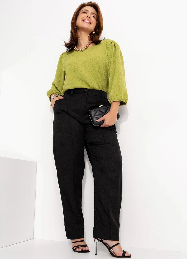 Quintess - Blusa Verde em Tecido Plano Jacquard 18