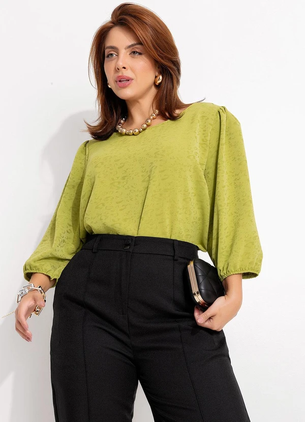 Quintess - Blusa Verde em Tecido Plano Jacquard 19