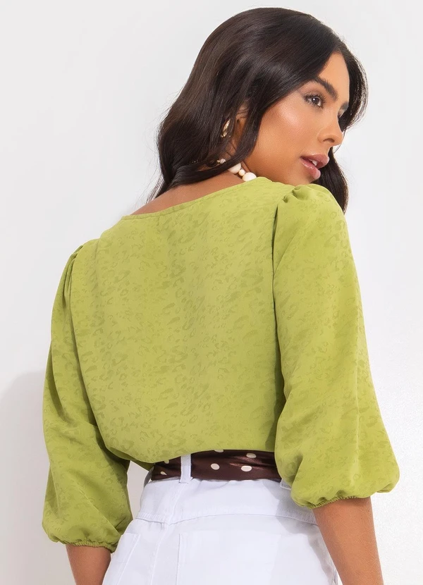 Quintess - Blusa Verde em Tecido Plano Jacquard 2