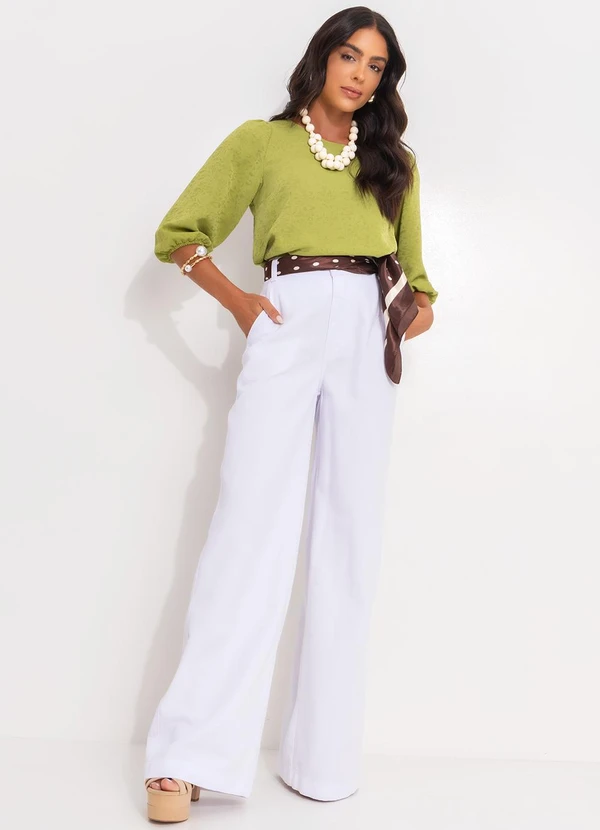 Quintess - Blusa Verde em Tecido Plano Jacquard 3