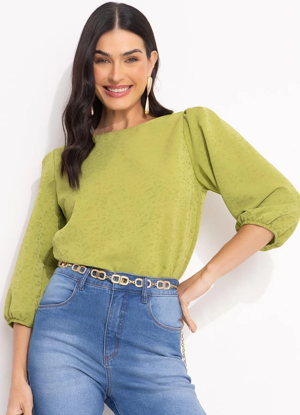 Quintess - Blusa Verde em Tecido Plano Jacquard 7