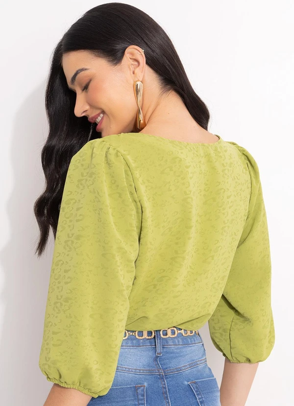 Quintess - Blusa Verde em Tecido Plano Jacquard 8