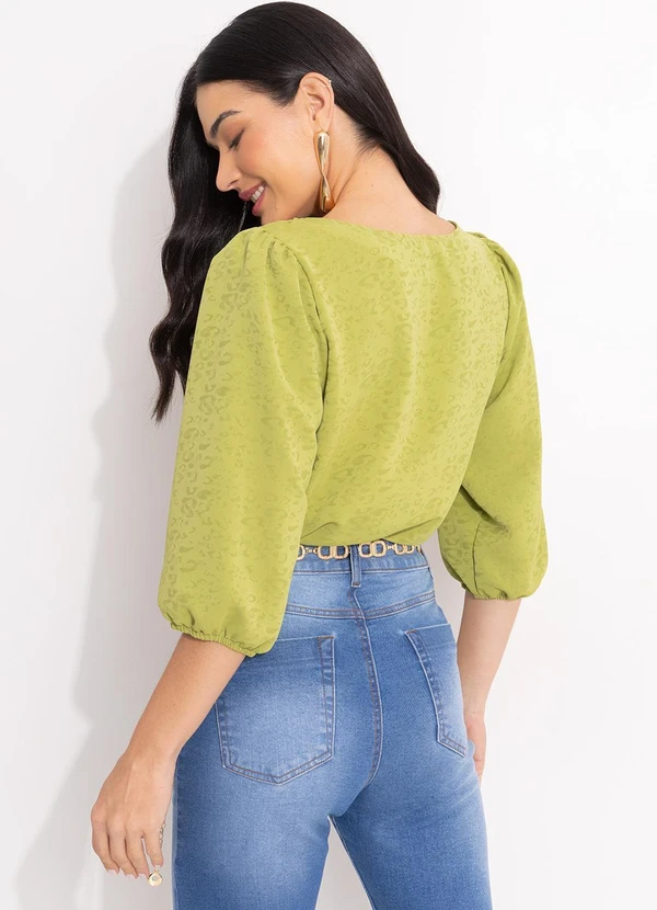 Quintess - Blusa Verde em Tecido Plano Jacquard 10