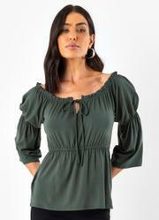 Blusa Verde Escuro em Malha de Viscose