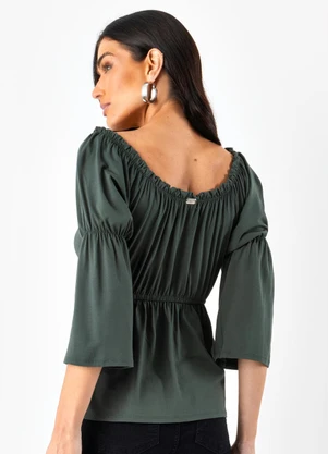 Quintess - Blusa Verde Escuro em Malha de Viscose - QUINTESS