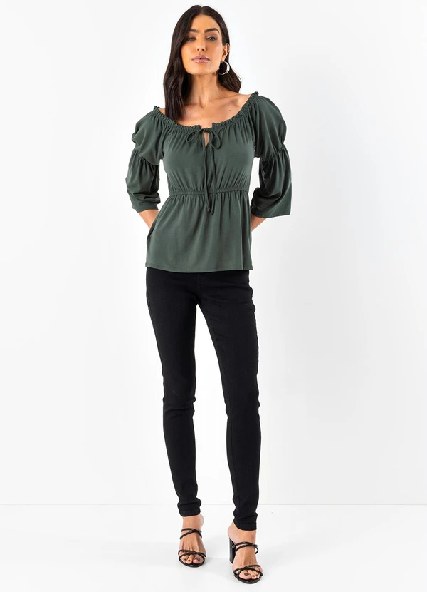 Quintess - Blusa Verde Escuro em Malha de Viscose 3