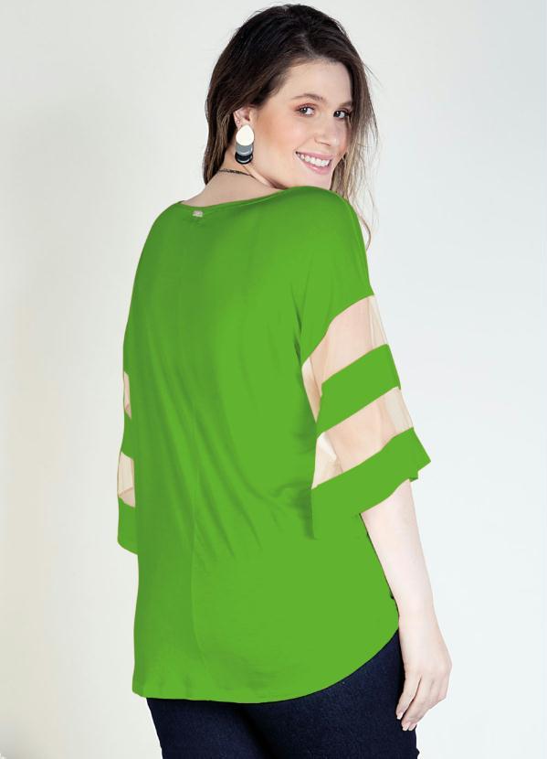 Quintess - Blusa Verde Folha Detalhes em Tule nas Mangas 7