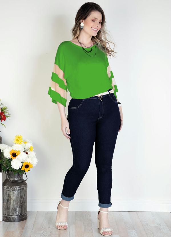 Quintess - Blusa Verde Folha Detalhes em Tule nas Mangas 8