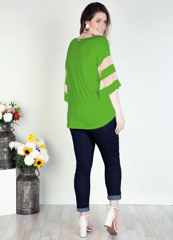 Quintess - Blusa Verde Folha Detalhes em Tule nas Mangas 9