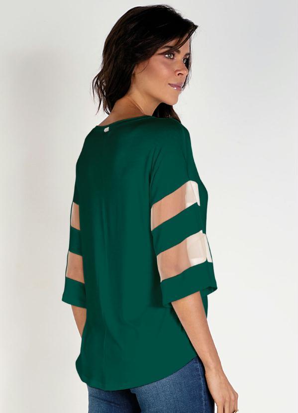 Quintess - Blusa Verde Mililitar com Detalhes em Tule 2