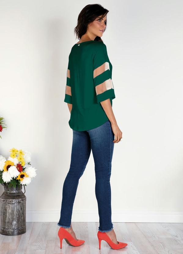 Quintess - Blusa Verde Mililitar com Detalhes em Tule 4
