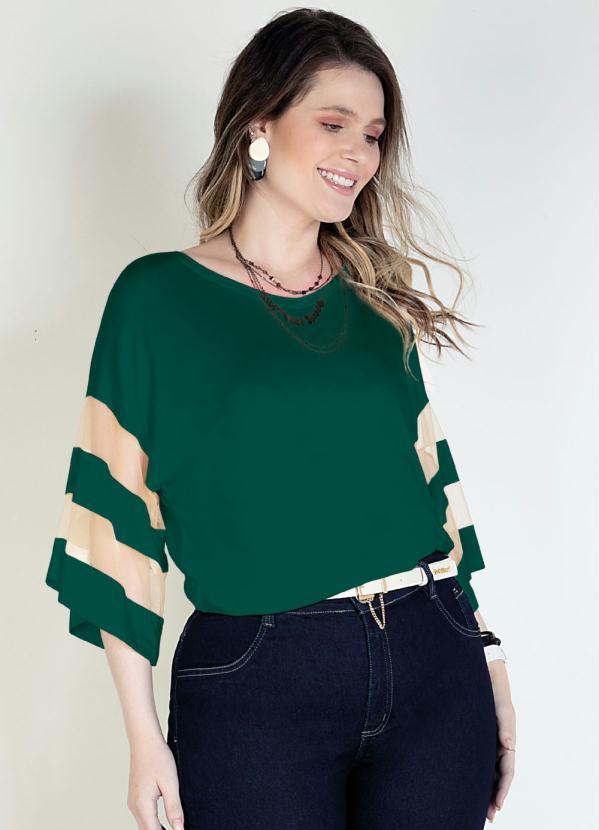 Quintess - Blusa Verde Mililitar com Detalhes em Tule 5