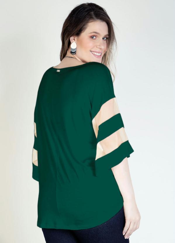 Quintess - Blusa Verde Mililitar com Detalhes em Tule 6