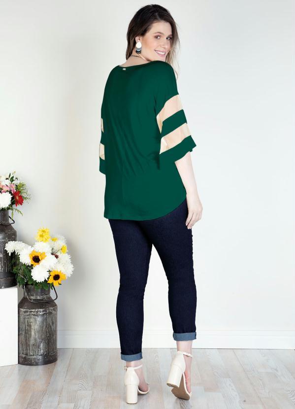 Quintess - Blusa Verde Mililitar com Detalhes em Tule 8
