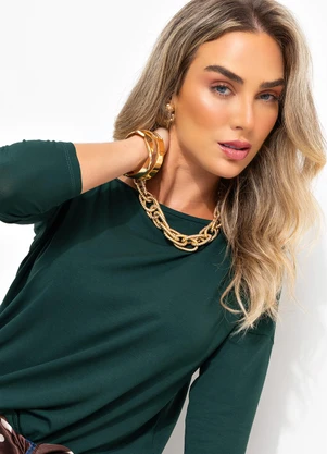 Quintess - Blusa Verde Militar com Mangas 3/4 - QUINTESS
