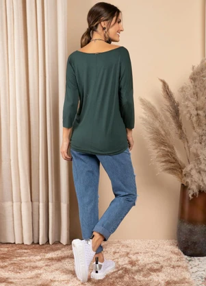 Quintess - Blusa Verde Militar com Mangas 3/4 - QUINTESS