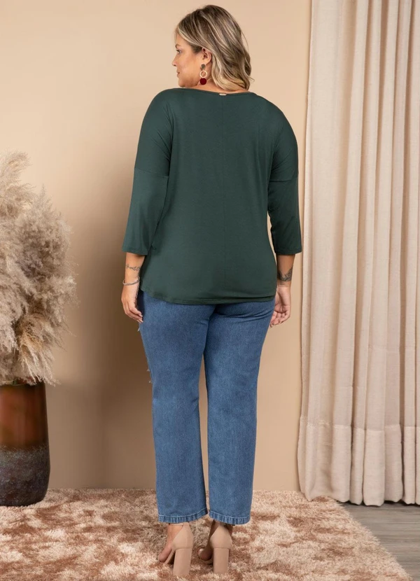 Quintess - Blusa Verde Militar com Mangas 3/4 10