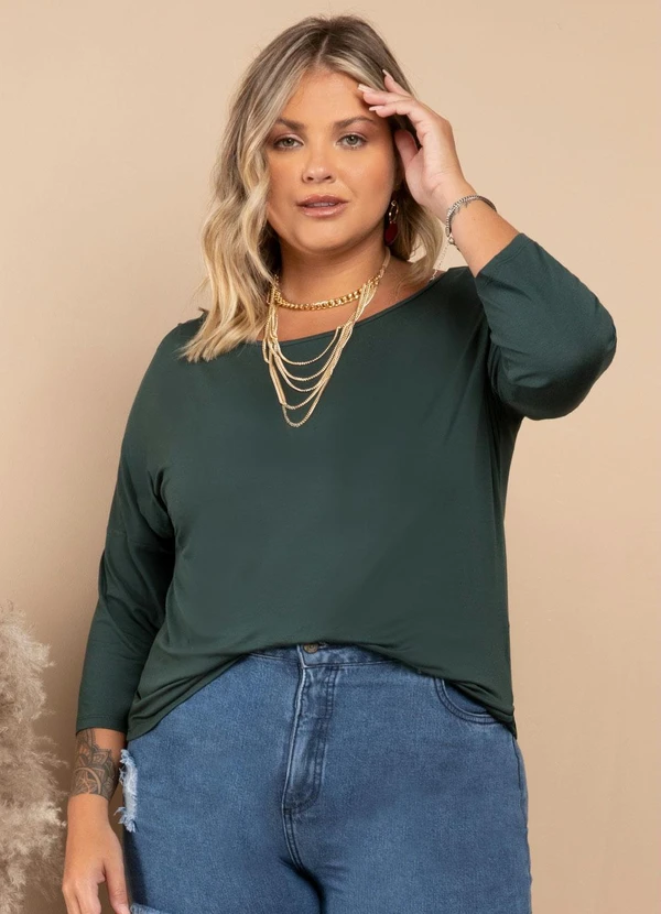 Quintess - Blusa Verde Militar com Mangas 3/4 7