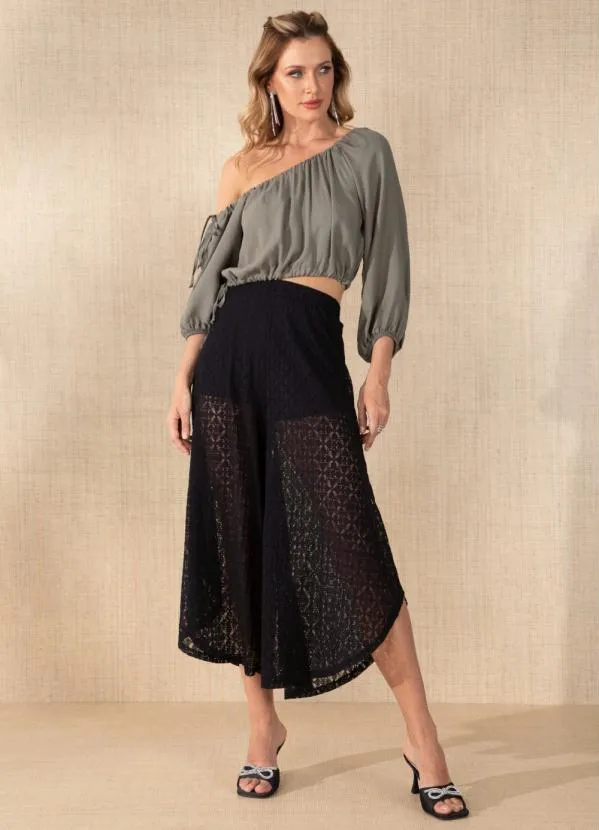 Quintess - Blusa Verde Oliva com Decote e Barra Ajustável 3