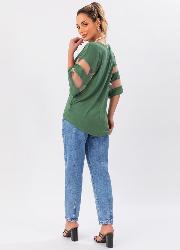 Quintess - Blusa Verde Oliva Detalhes em Tule nas Mangas 2