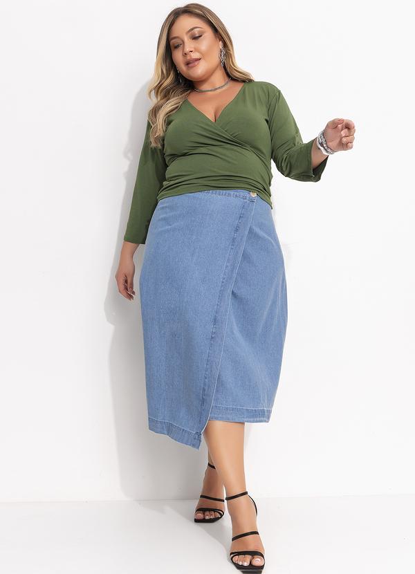 Quintess - Blusa Verde Oliva em Malha de Viscose 11