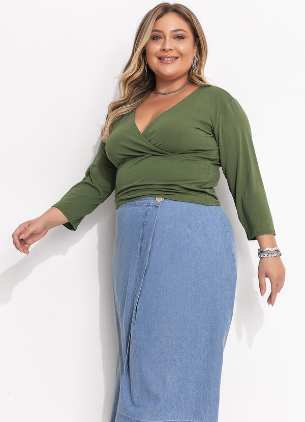 Quintess - Blusa Verde Oliva em Malha de Viscose 13