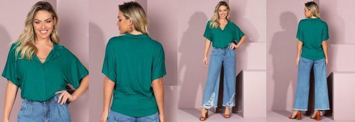 Blusa Verde Soltinha com Gola