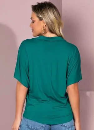 Quintess - Blusa Verde Soltinha com Gola - QUINTESS
