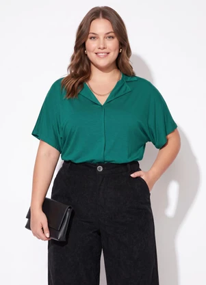 Quintess - Blusa Verde Soltinha com Gola - QUINTESS