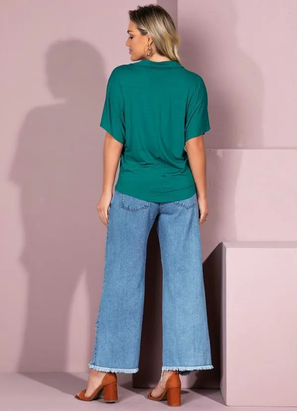 Quintess - Blusa Verde Soltinha com Gola 4
