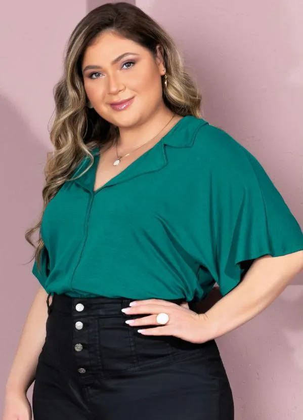 Quintess - Blusa Verde Soltinha com Gola 5