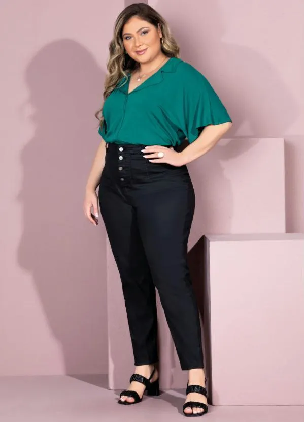 Quintess - Blusa Verde Soltinha com Gola 7