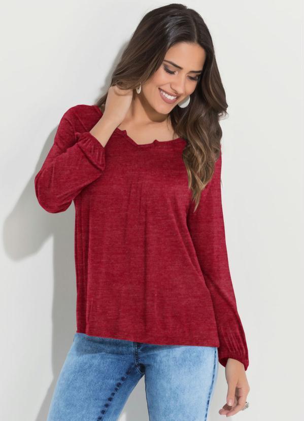 Quintess - Blusa Vermelha Soltinha Mangas 3/4