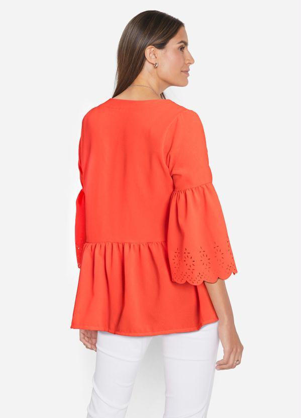 Queima Estoque - Camisa Mangas 3/4 Decote V Laranja 2