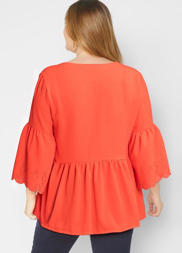 Queima Estoque - Camisa Mangas 3/4 Decote V Laranja 5