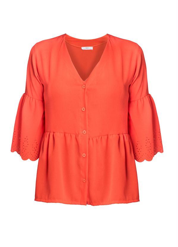 Queima Estoque - Camisa Mangas 3/4 Decote V Laranja 7