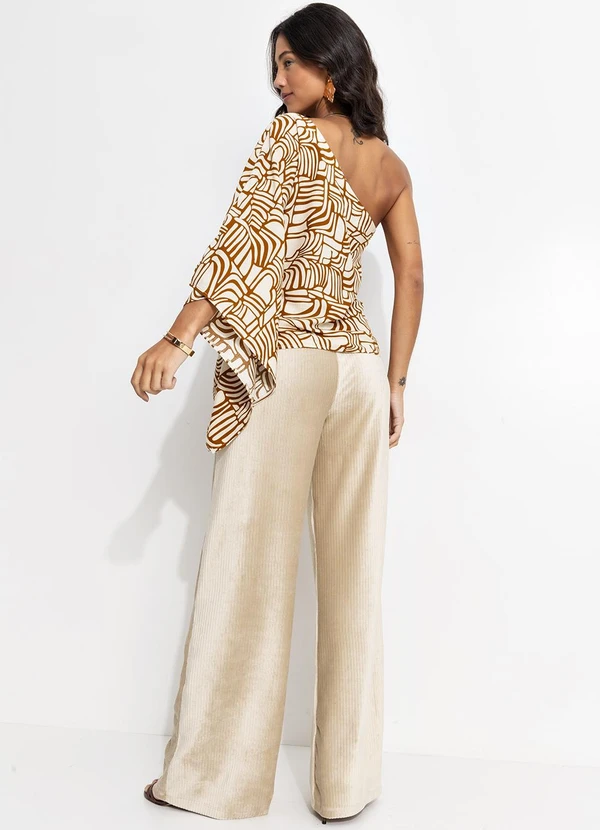 Quintess - Blusa Abstrato Camel em Viscose Plana 8