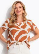 Blusa Abstrato Caramelo em Malha Viscolycra