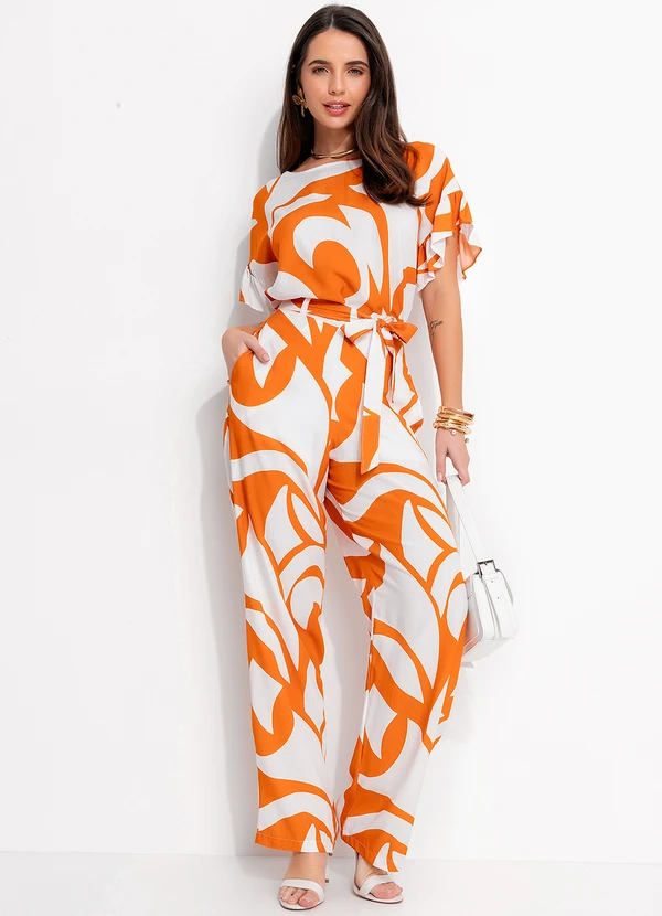 Quintess - Blusa Abstrato Laranja em Viscose Plana 4