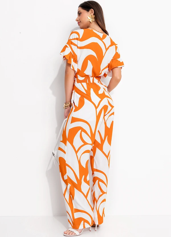 Quintess - Blusa Abstrato Laranja em Viscose Plana 3