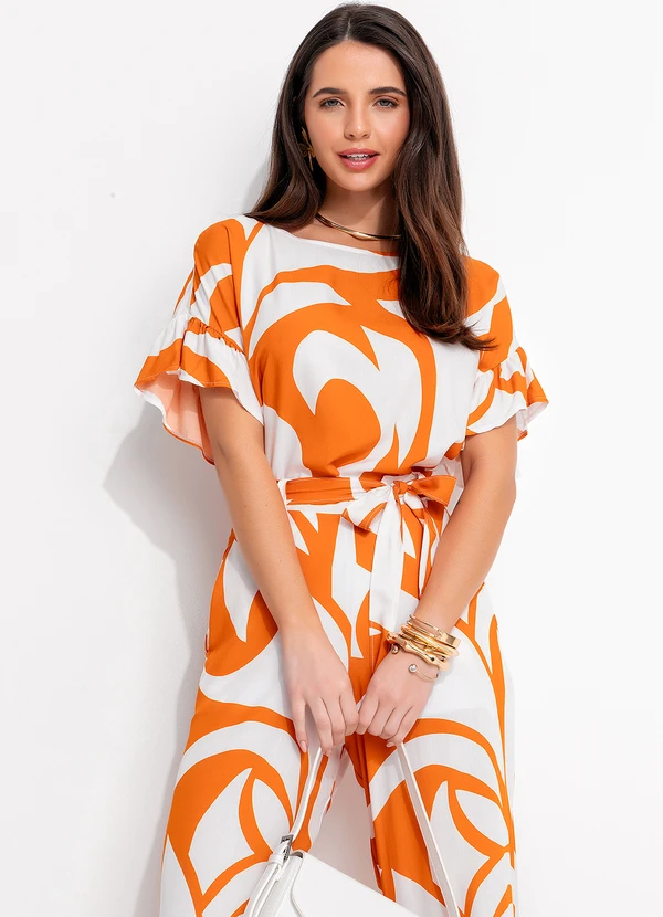 Quintess - Blusa Abstrato Laranja em Viscose Plana 2