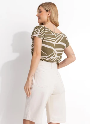 Quintess - Blusa Abstrato Verde em Malha de Viscose - QUINTESS
