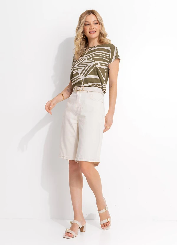 Quintess - Blusa Abstrato Verde em Malha de Viscose 2