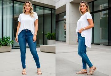 Blusa Alongada Branca com Barra Arredondada