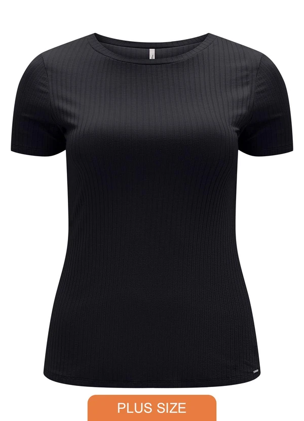 Lunender Mais Mulher - Blusa Alongada Canelada Plus Size Preto